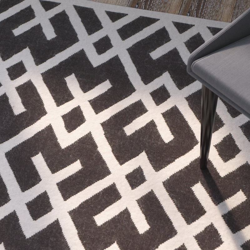 Nilufer Geometric Wool Hand Woven Area Rug, Rectangle 183 x 274 cm
