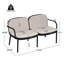 Patio extérieur 3 pièces, cadre noir avec coussin beige, revêtement en polypropylène antirouille, de style moderne et rouille, revêtement luxueux nécessitant peu d'entretien