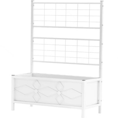 Garden Bed With Trellis,Outdoor Planter Box Galvanized Raised Garden Bed,For Climbing Vines