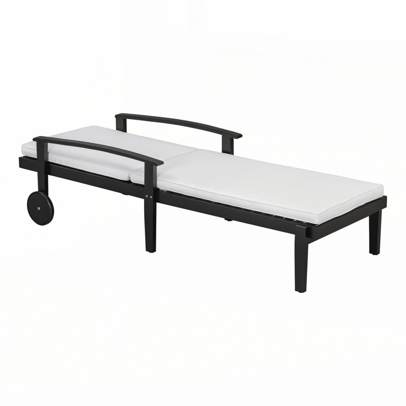 Outdoor Chaise Lounge, Black, Beige