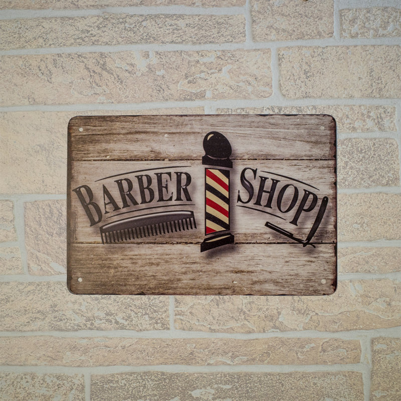 Affiche rétro en métal Barber Shop 8 x 12