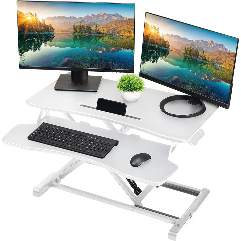 Adjustable Standing Desk Converter, Black, 37.40" W x 16.1" D