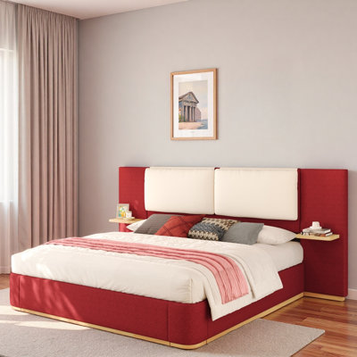 Lit plateforme tapissier avec tablettes