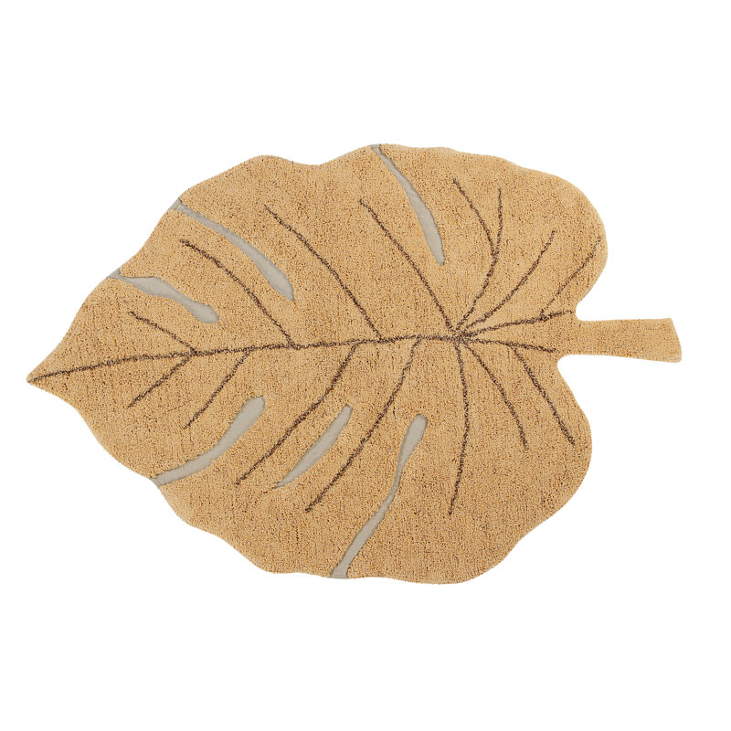 Monstera Cotton Area Rug in Olive/Soil Brown/Orche