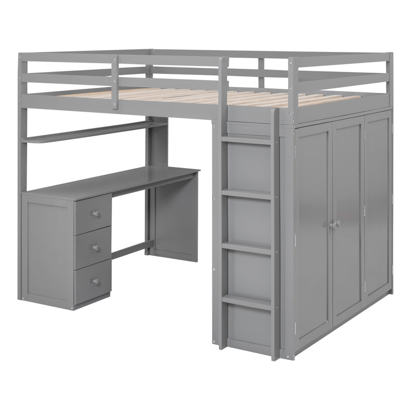 Falishia Kids Full,Twin Loft Bed with Drawers, Full / Double, Gray