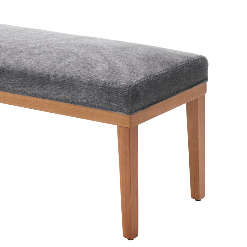 Banc d'entrée tapissier 52,8 po avec pieds en bois massif, banc de chaussures en velours gris facile à assembler, Gris