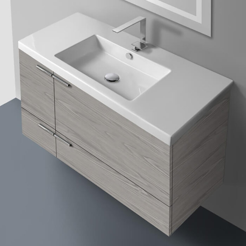 Ensemble de meuble-lavabo simple 39 "Letourneau, Noyer gris