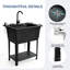 Évier utilitaire 29 gallons noir avec pieds en métal et robinet en acier inoxydable-137899777
