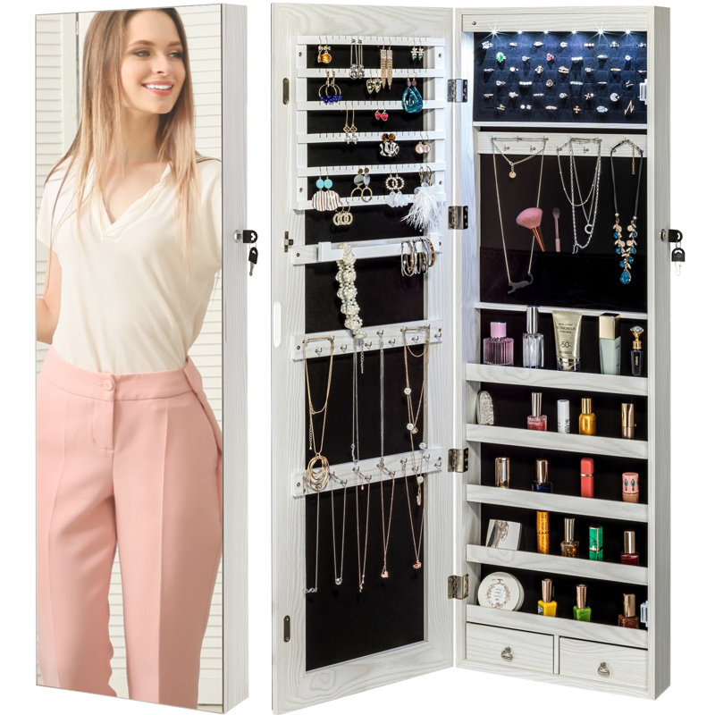 Grishilde 14.6'' Wide Jewelry Armoire, White