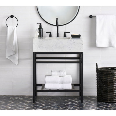 Kliti 26'' Single Bathroom Vanity with Carrara Marble Top