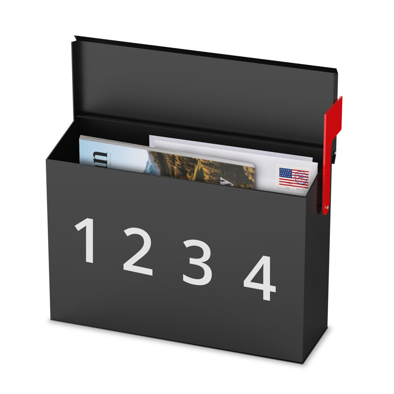 Wall Mounted Mailbox With Red Flag