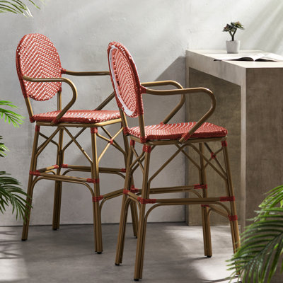 Extérieur et aluminium français, rouge, siège de 29,5 po, rouille, jardin et pièce à utiliser, aluminium, preuve, caractéristique