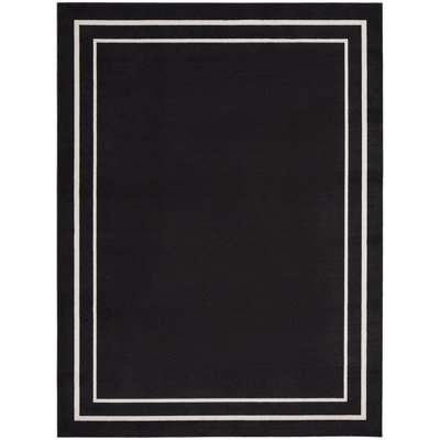 Nourison Essentials Black Ivory Indoor/Outdoor Area Rug