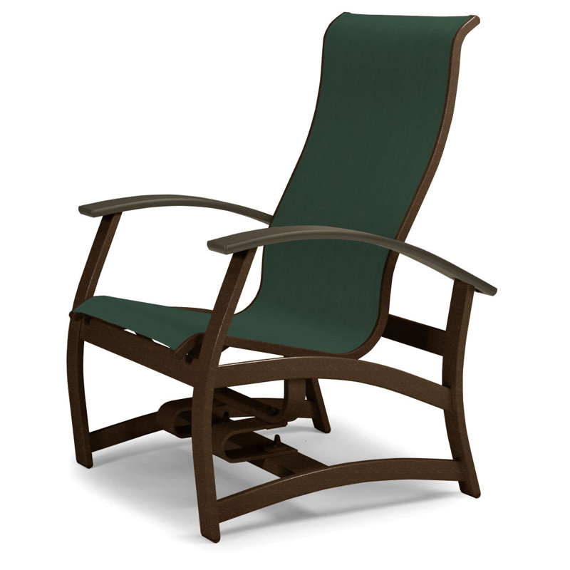 Askar Swivel Powder Coated Aluminum Outdoor Lounge Chair, Forest Forest Green 22D Sunbrella®, Beachwood P40, Textured Kona