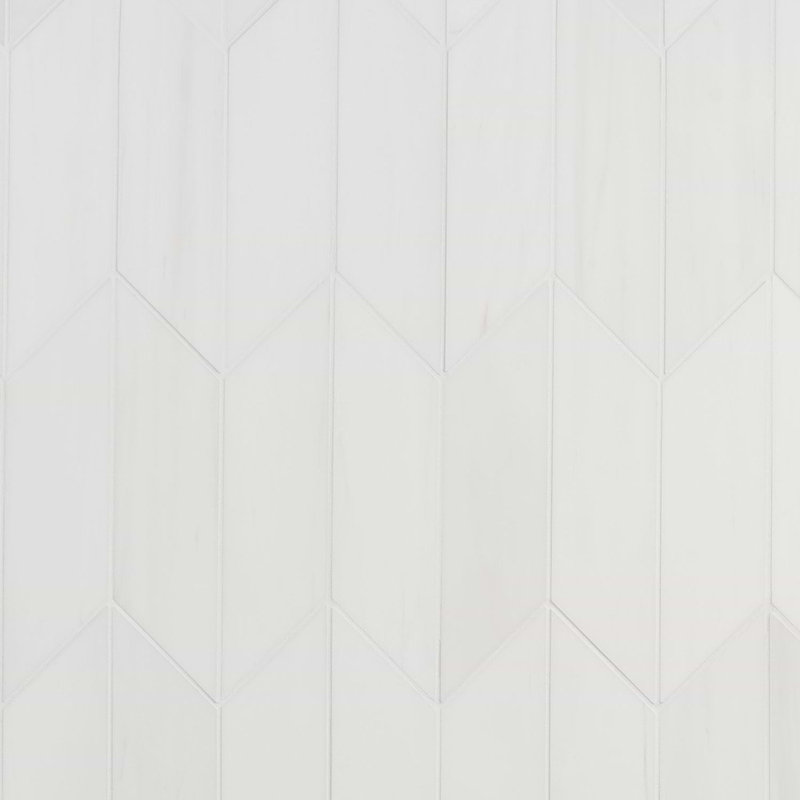 Bianco Dolomite 3x12 Chevron Polished Marble Tile