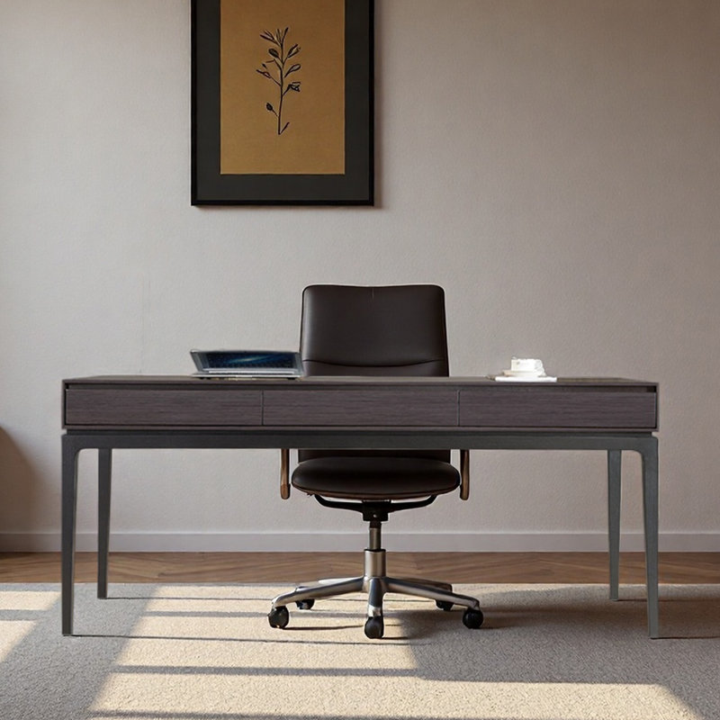 Simple computer desk study table for learning, 30.71" H x 70.87" W x 25.59" D, Tan