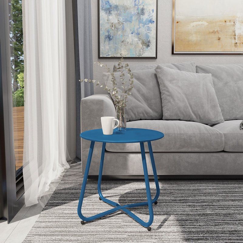 Tray Top End Table, Peacock Blue
