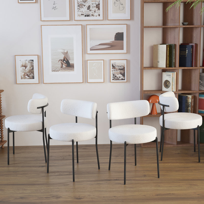 Ensemble de 2 chaises blanches, chaises de salle à manger de style moderne Mid-Century
