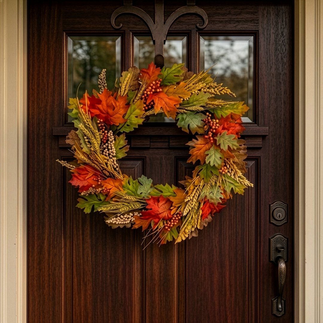 AUTUMN FOREST - 26" Wreath with Warm White LED Microbulbs