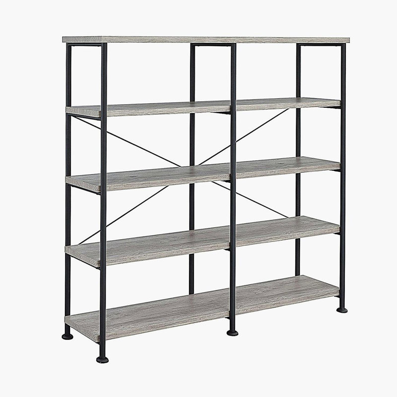 Bibliothèque ouverte à 4 tablettes en bois flotté gris et noir
