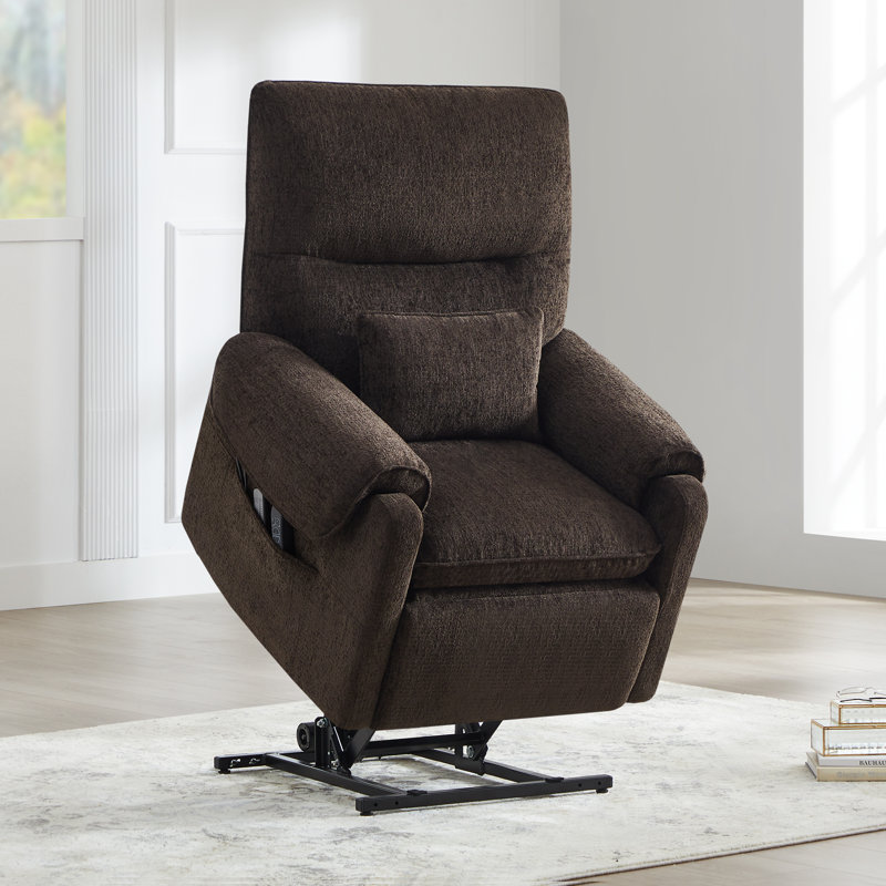 Fauteuil inclinable électrique avec chaleur et massage, Brun foncé 100 % polyester