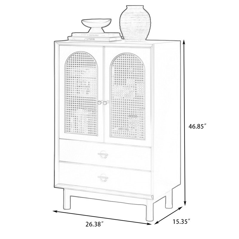 Armoire de rangement noire en rotin