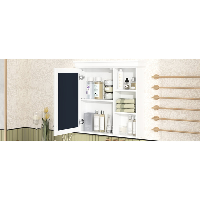 Armoire à miroir 30 po x 28 po pour salle de bain - Tablettes réglables, miroir de rangement pratique facile à assembler, accessoire fonctionnel pour tablettes