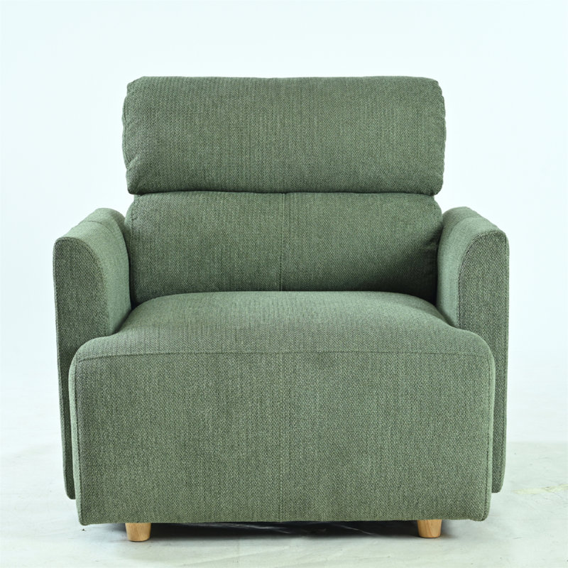 Chaise de salon confortable en bois d'hévéa avec repose-pieds et fauteuil vert foncé Comfy