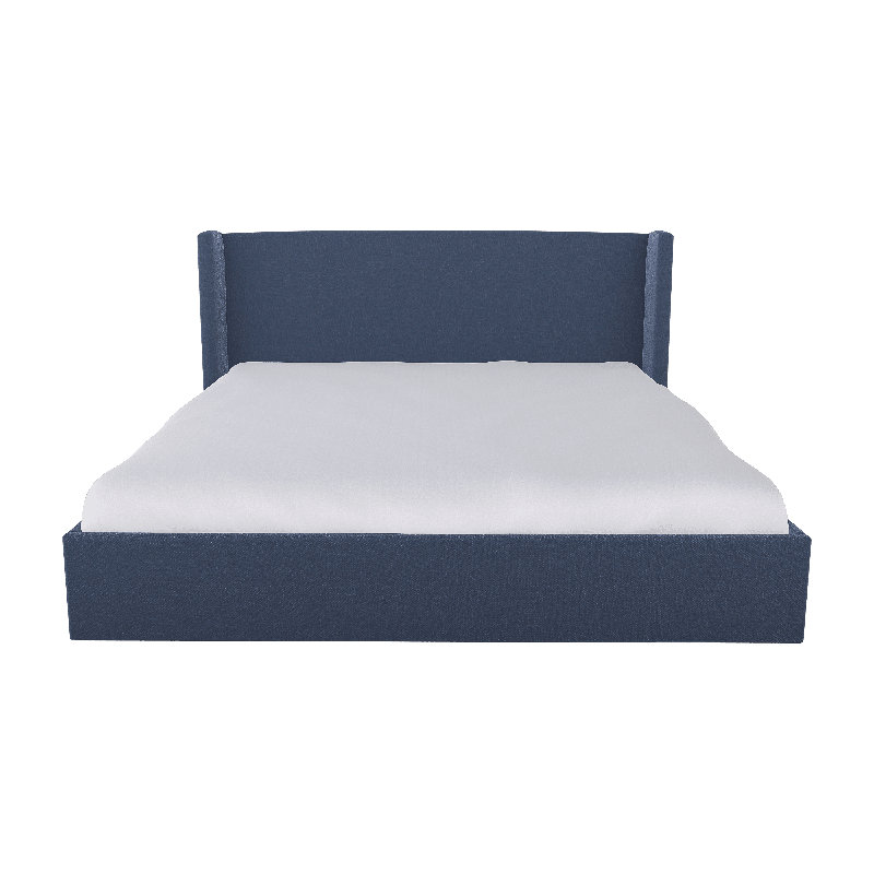 Chloe Upholstered Wingback Bed, Off The Press Indigo, Twin