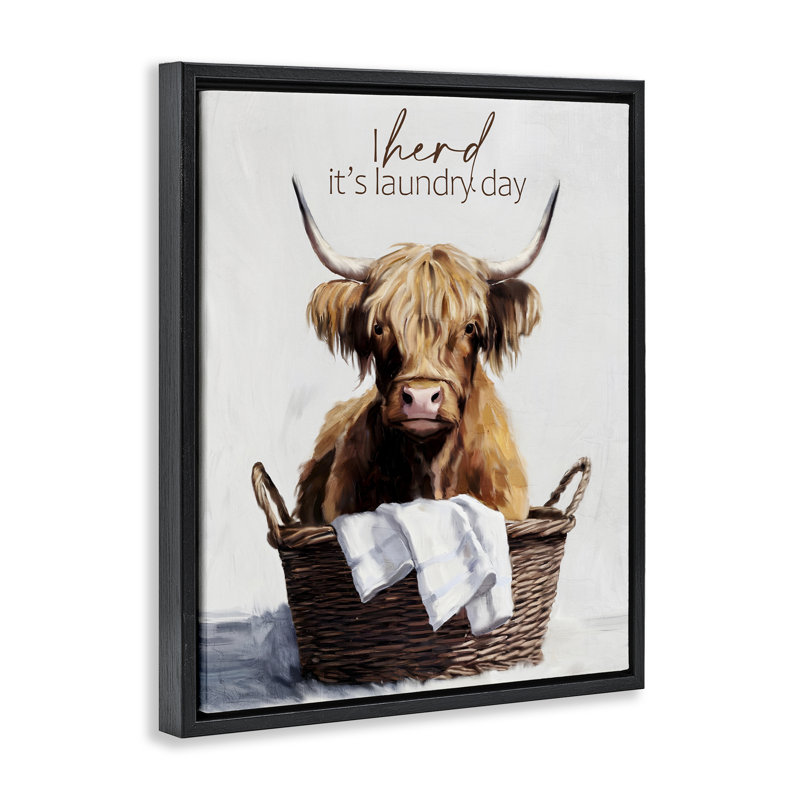 Cadre flottant Herd It's Laundry Day, design par Kim Allen, Cadre flottant noir de jais, H 21 po x l 17 po