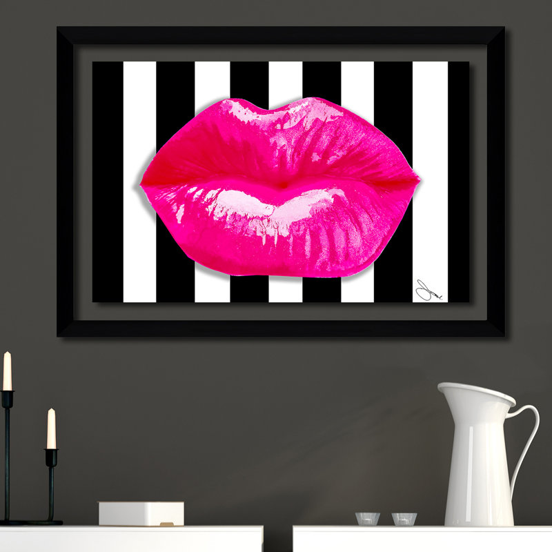" Pucker Up 2 ", 21.5" H x 27.5" W x 0.75" D, Black Framed, Transparent Mat