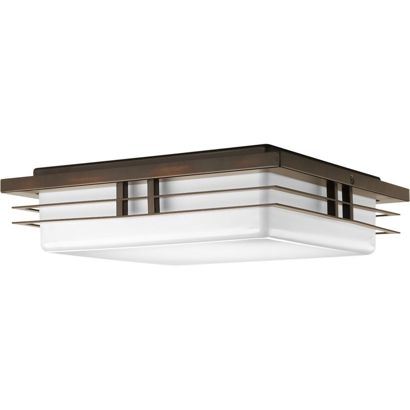 Helm Acrylic LED Flush Mount Light, Antique Bronze