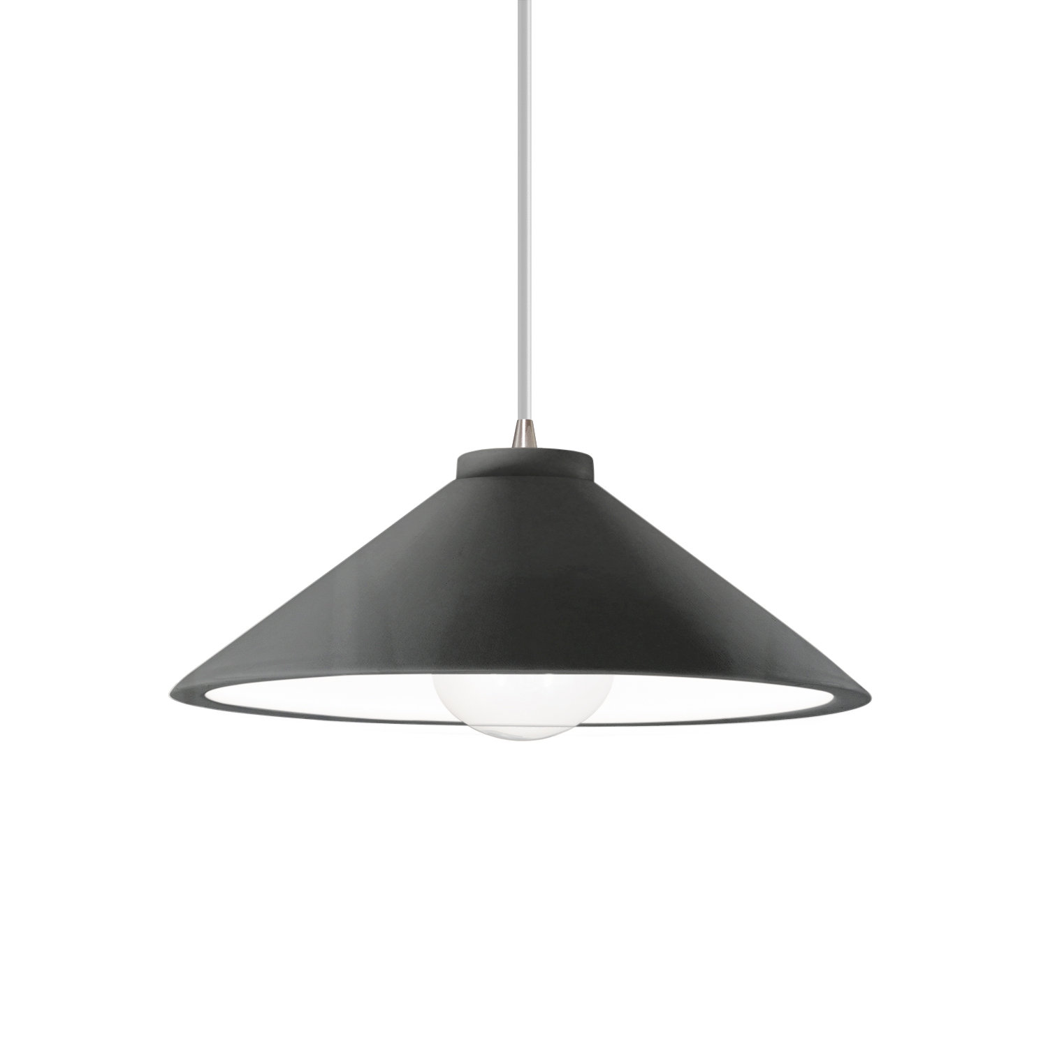 Leni Dimmable Cone Single Light Pendant, Gloss Gray, Brushed Nickel