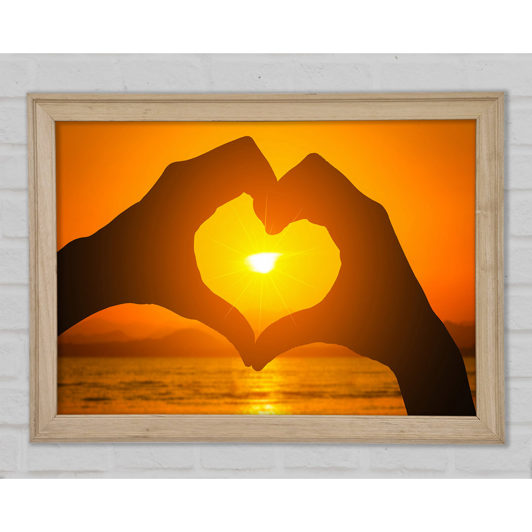 Love Heart Hands Sunset - Druck