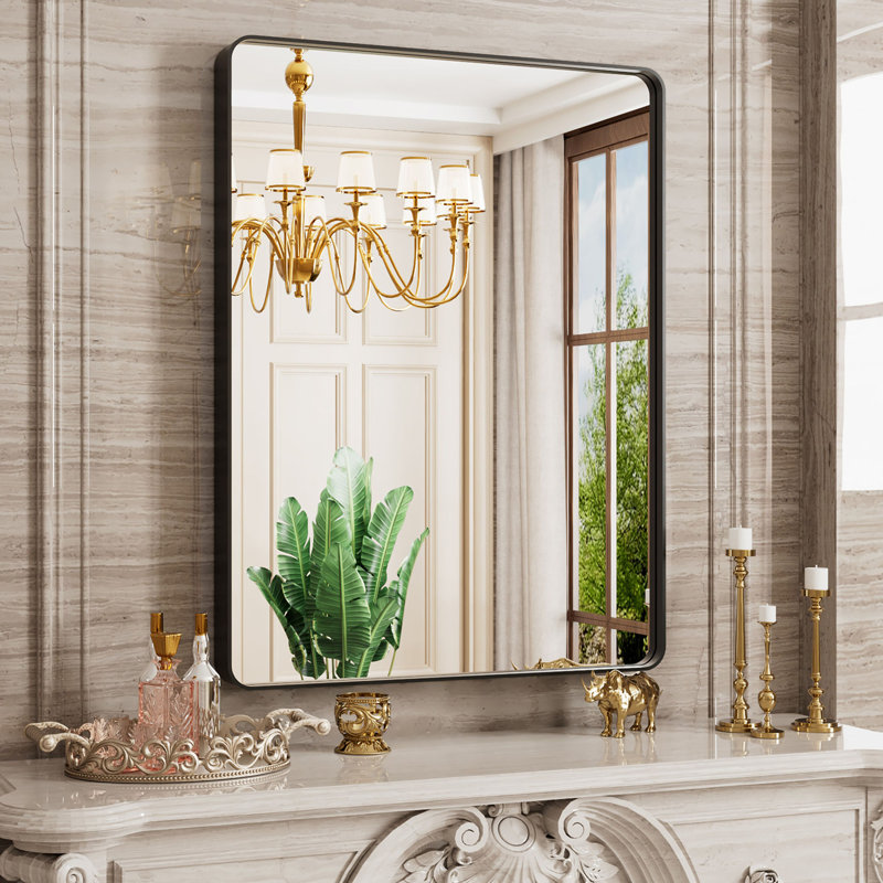 Miroir de salle de bain Corvetta, 32" x 24", Noir mat