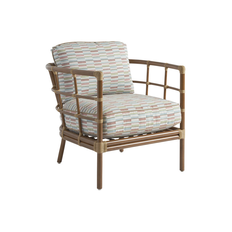 Sandpiper Bay Coastal Bamboo and Aluminum Patio Chair with Cushions