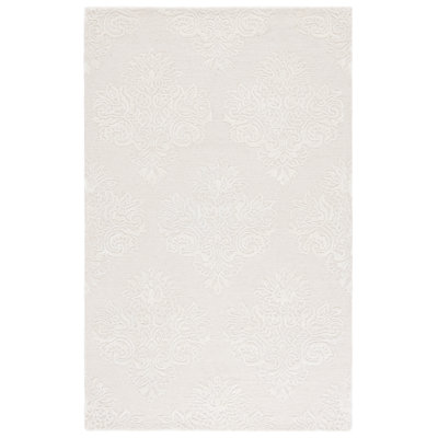 Tapis ivoire touffeté à la main en laine / viscose / coton Vidath 619
