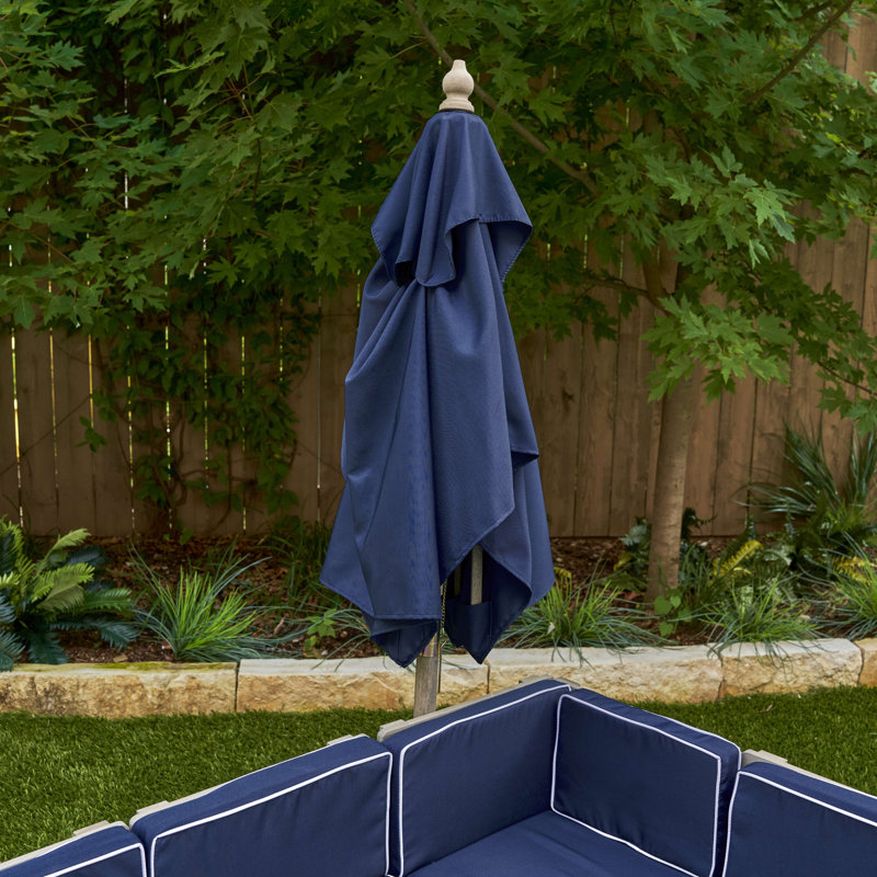 Kids Barnwood Gray and Navy Outdoor Sectional Set with Umbrella
