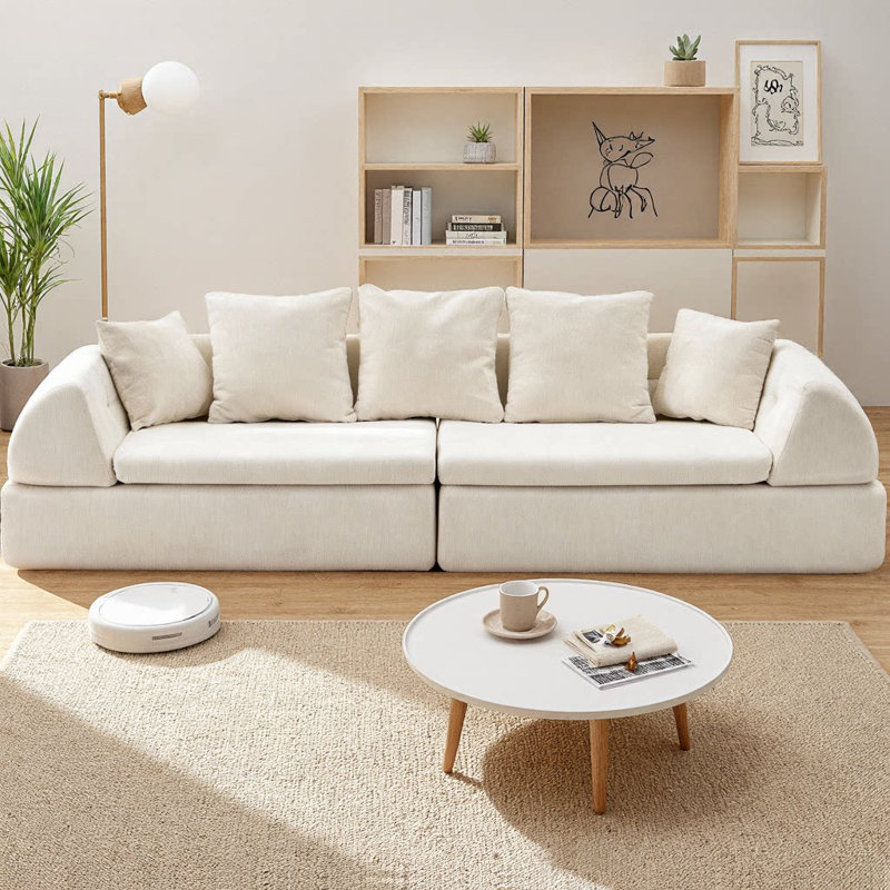 Canapé modulaire Chenille Cloud, Blanc