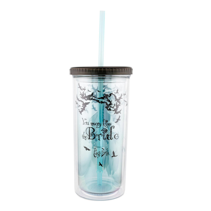Tasse de carnaval 20 onces avec couvercle et paille Tim Burton