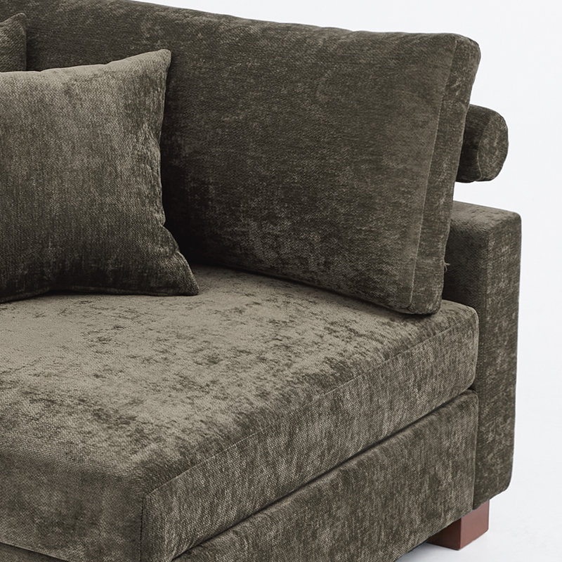 Canapé modulaire en chenille 5 pièces 5 pièces, Chenille chameau, H 33,4 po x l 152,1 po x P 68,3 po