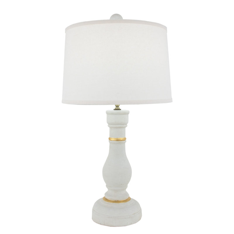 Winnie Table Lamp, Soft Light French Gray/Gold Leaf, White
