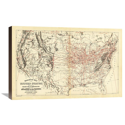 " Railroad Map Of The United States, 1890 " by Samuel Augustus Mitchell