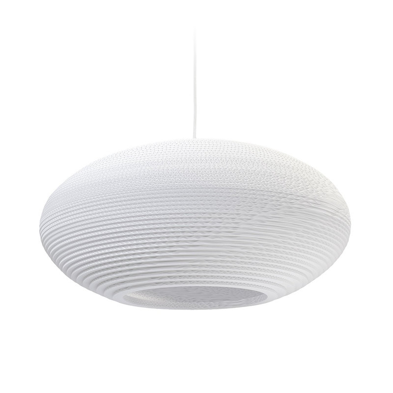 Scraplights Recycled Cardboard Pendant Light - Disc, 9" H x 20" W x 20" D, White