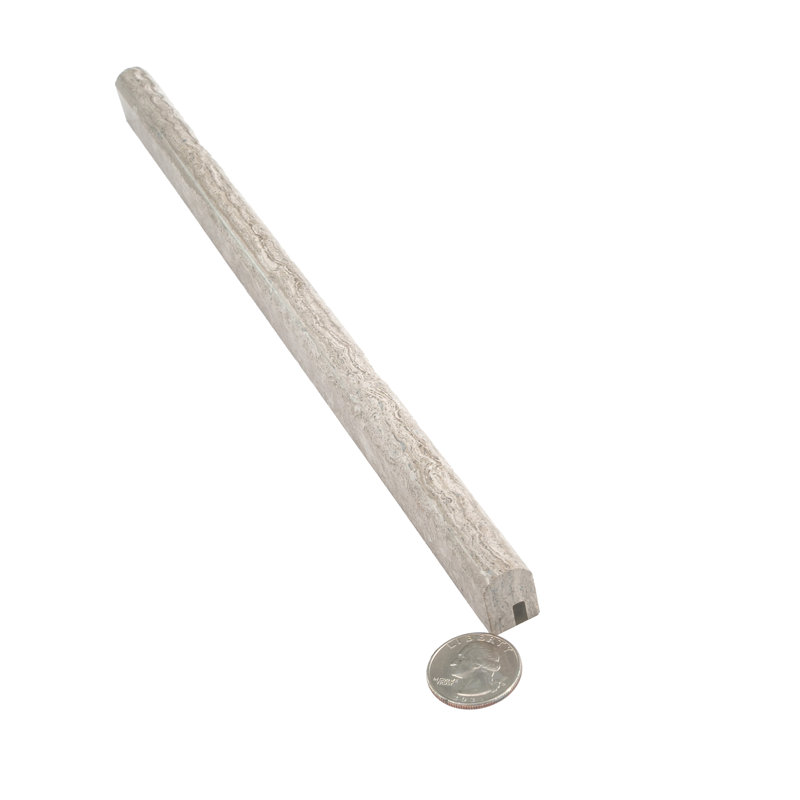 12 x 0.6 Wooden Marble Round Tile Trim, gris