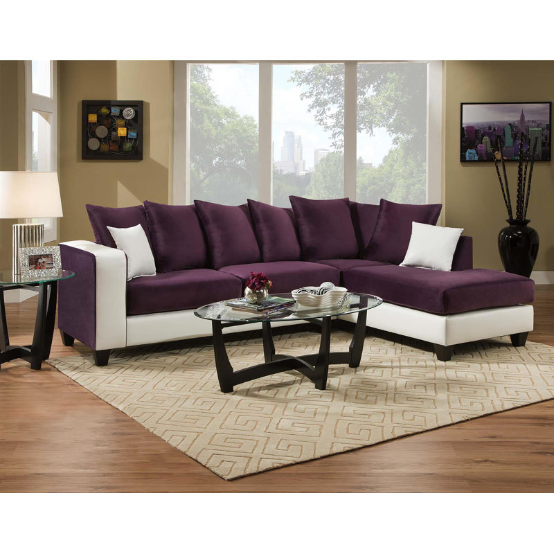 Canapé modulaire rembourré, Similicuir blanc / mélange de polyester mauve