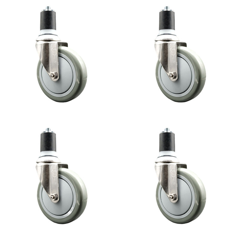 Ensemble de roulettes extensibles en polyuréthane pivotant, gris, H 5 po x l 5 po