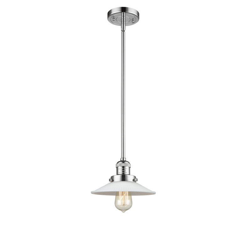 Luminaire suspendu conique à 1 lumière Miramontes, Ampoule incandescente rétro de 60 watts, Chrome poli