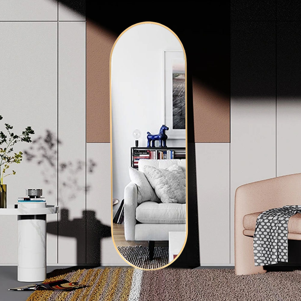 Lottie Oval Metal Framed Wall Mounted Full Length Mirror