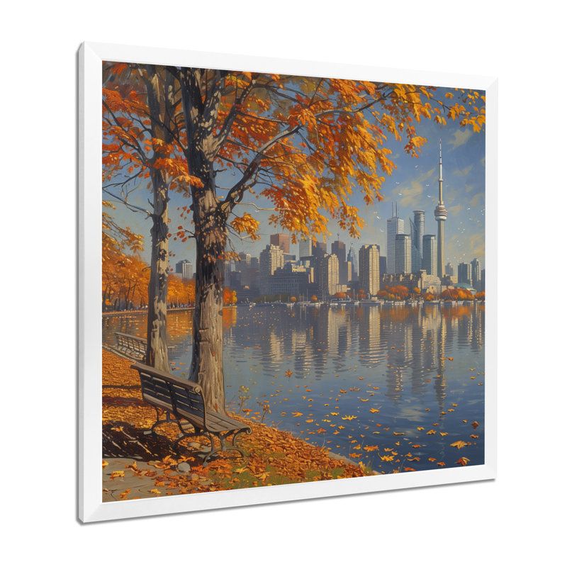 Réflexions d'automne à Toronto - décor mural de la ville de Toronto, Toile encadrée blanche avec une seule photo